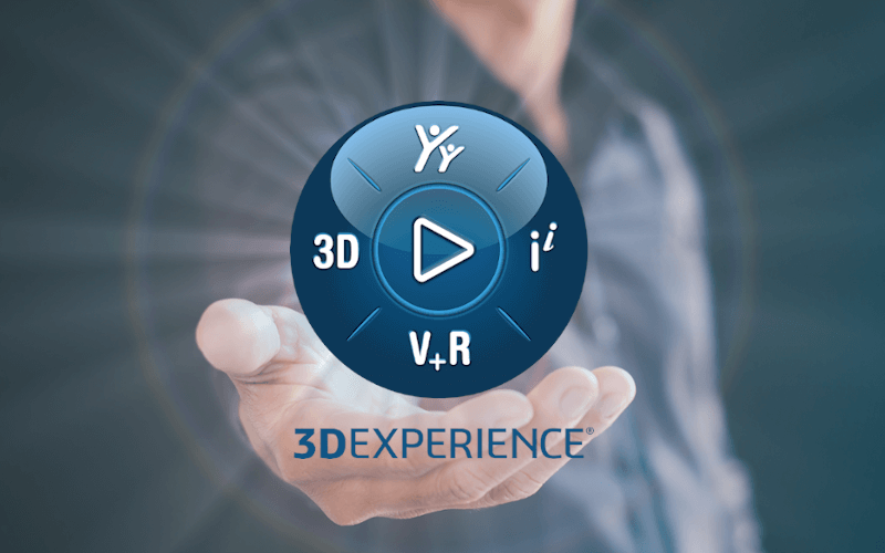 Mann hält den 3DEXPERIENCE Kompass in die Kamera Mann hält den 3DEXPERIENCE Kompass in die Kamera