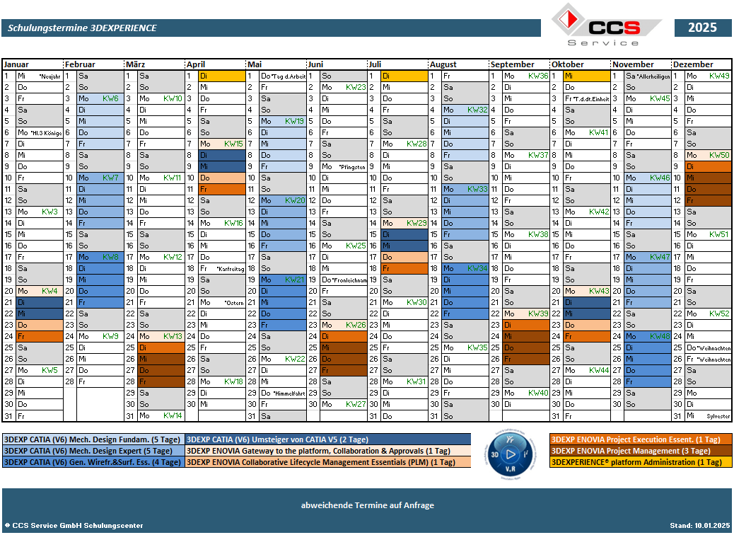 Schulung Termine 3DEXPERIENCE